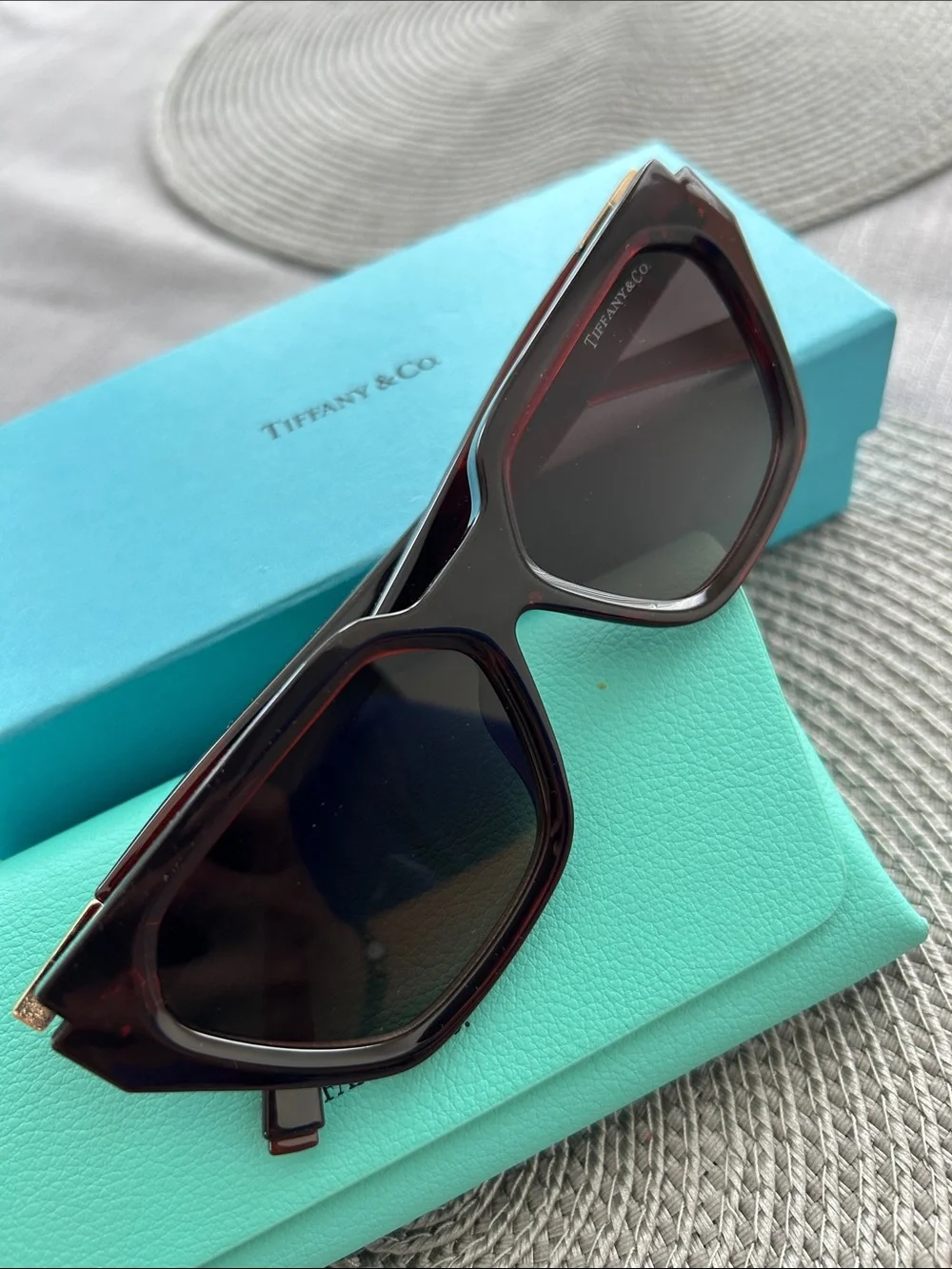 Tiffany & Co. Women's Dark Brown Geometric Frame Sunglasses
